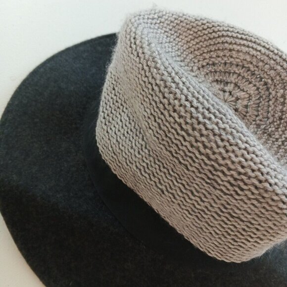 Hinge Knitted 100% Wool Fedora Hat Gray Black One Size Casual Boho Chic main image 5
